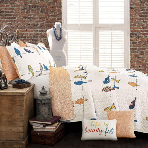Lush Decor Rowley Birds Quilt Set, 7 Piece Set, Fu...