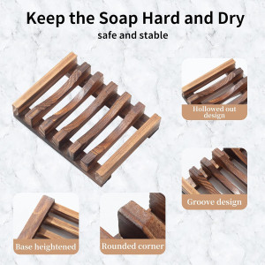 Wooden Soap Dish for Shower,Set of 2 Shower Soap H...