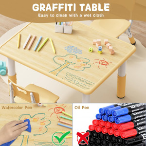 Brelley Kids Table and 2 Chairs Set, Height Adjust...