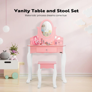 VIVOHOME Kids Vanity Set, Princess MDF Makeup Dres...