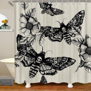 Gothic Skull Bathroom Shower Curtain Set Decorativ...