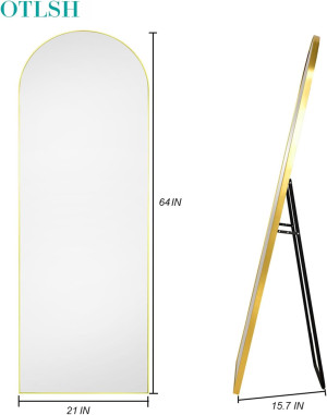 64"x21" Arched Full Length Mirror, Floor Mirror, F...