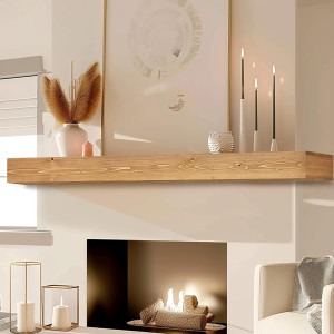 60x8x3 Fireplace Mantel - Handcrafted Hollow Rusti...