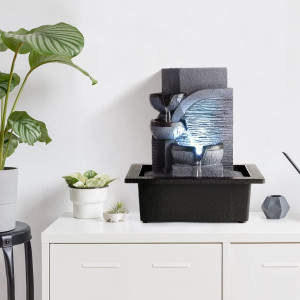 WICHEMI Indoor Fountain Tabletop Fountain Waterfal...