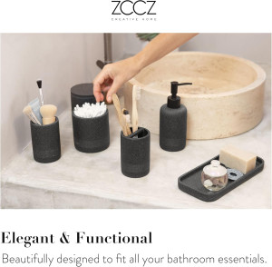 ZCCZ Black Bathroom Accessories Set 6 Pcs- Toothbr...