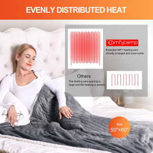 Comfytemp Heated Blanket Electric Throw - 50"x60"...