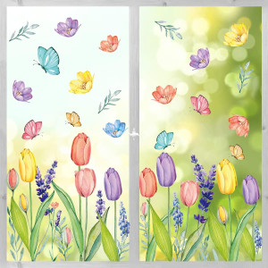Horaldaily 67 PCS Spring Summer Window Cling Stick...