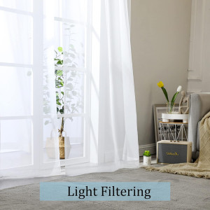 OWENIE White Sheer Curtains 84 inches Long 2 Panel...