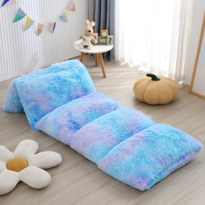 Mengersi Velvet Floor Pillows,Faux Fur Tie Dye Pil...