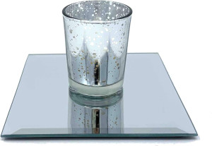 Light In The Dark 5 Inch Square Mirror Candle Plat...