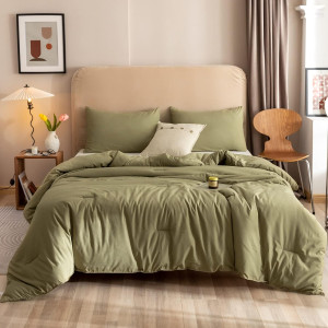 ROSGONIA California King Comforter Set Olive Green...
