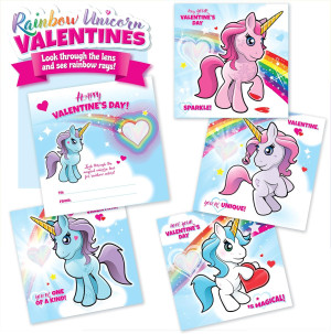 Kangaroo 28pk Rainbow Unicorn Valentine's Day Card...