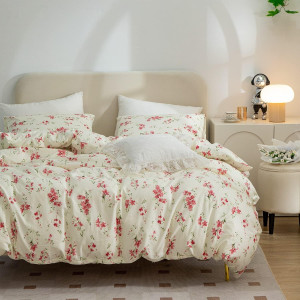 Floral Duvet Cover Twin Soft Cotton Bedding Set Tw...