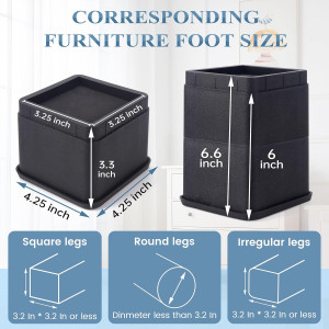 BTSD-Home Bed Risers 3 or 6 Inch Heavy Duty Stacka...