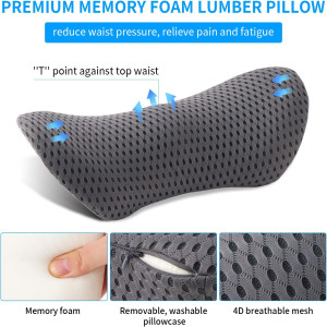 Lumbar Pillow, Memory Foam Lumbar Support Pillow f...