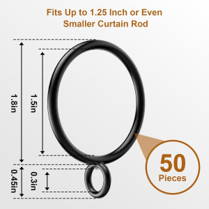 50 Pack Metal Curtain Rings with Eyelets, 1.5 inch...