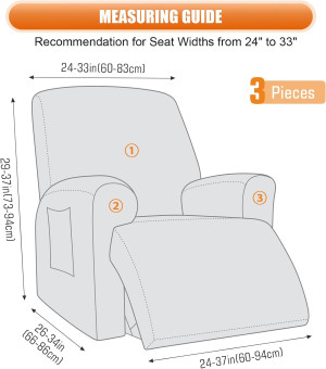 Recliner Chair Cover, 3-Pieces Stretch Recliner Co...