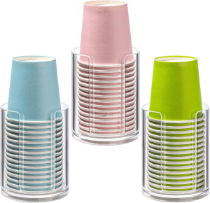 3 Pack Bathroom Cup Dispenser 3 oz Countertop Stor...