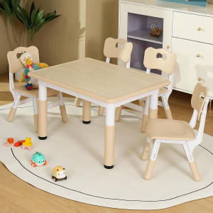 Toddler Table and Chair Set, Height Adjustable Kid...