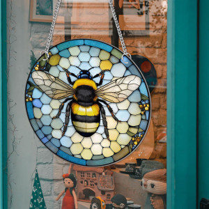 Bee Acrylic Window Hangings, Honeycomb Bumble Bee...