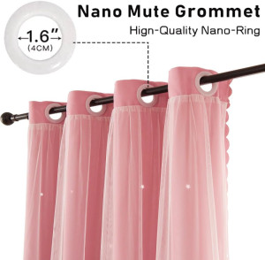 Pink Blackout Curtains for Girls Bedroom Decor Sta...