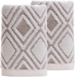 Pidada Hand Towels Set of 2 Diamond Pattern 100% C...