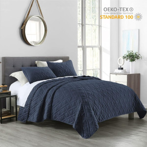 HORIMOTE HOME Quilt Set Queen Size Navy Blue, Clas...