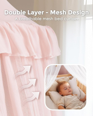 Bed Canopy with Star Lights, Double Layer Canopy f...