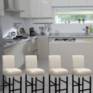 Bar Stool Covers,4 Pack Stretch Waterproof PU Bar...
