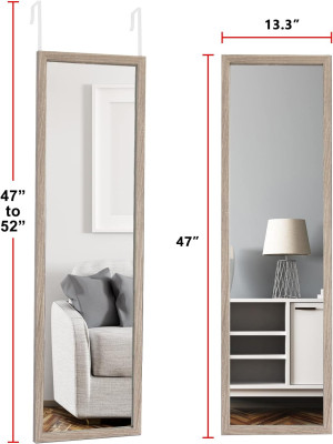 Over The Door Mirror Full Length Mirror Light Oak...