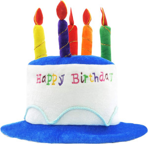 Novelty Place Blue Plush Happy Birthday Cake Hat -...