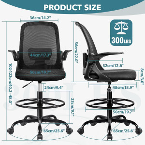 Drafting Chair Tall Office Chair Ergonomic Desk Ch...