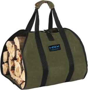HRX Package Waxed Canvas Firewood Bag Carrier, Wat...
