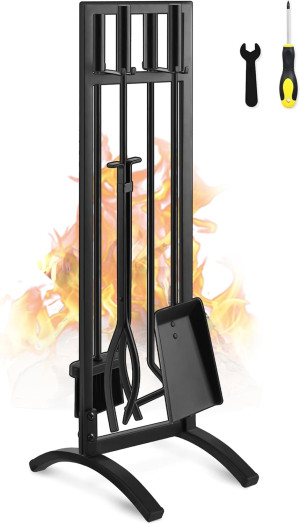 Gtongoko Premium 5 Pcs Wrought Iron Fireplace Tool...