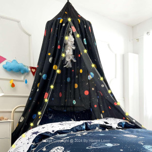 Space Planets Print Kids Bed Canopy, Girls Princes...