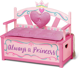 Kids Princess Wooden Bench Seat With Storage, Toy...