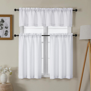 Chyhomenyc 2 Panels White Kitchen Curtains 36 Inch...