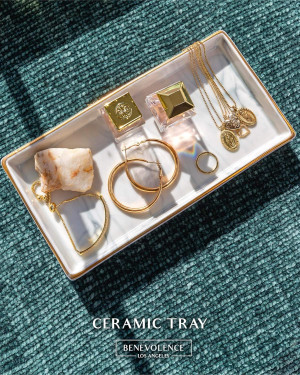 Benevolence LA Ceramic Vanity Tray, Candle Tray wi...