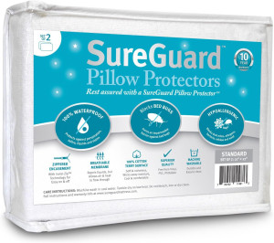 Set of 2 Standard Size SureGuard Pillow Protectors...