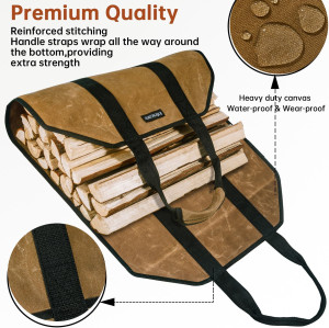 Firewood Carriers With Handles - Heavy Duty Canvas...