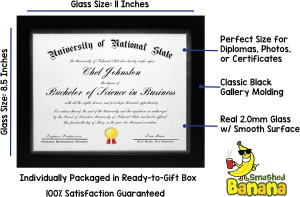 8.5x11 Black Gallery Certificate and Document Fram...