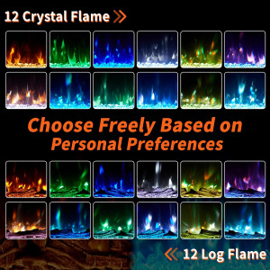 60" Electric Fireplace Wall Mounted, Recessed and...