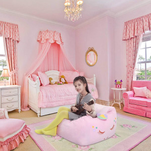 Unicorn Stuffed Animal Toy Storage, Bean Bag Chair...
