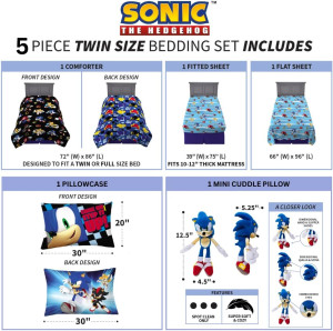 Franco Sonic The Hedgehog Anime Kids Bedding Twin/...