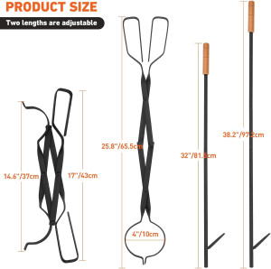 Heavy Duty Fire Tong and Blow Fire Poker Stick Set...