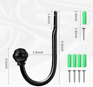 Hion Curtain Holdbacks Black 2pcs, Curtain Tieback...