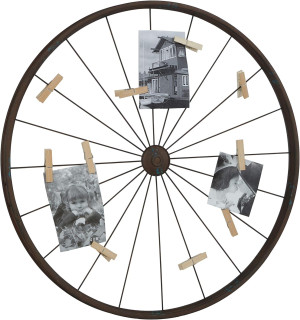Deco 79 Metal Bike Wheel Wall Decor with Clothespi...