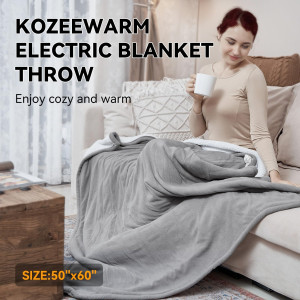 Heated Blanket Throw 50"x60",Soft Polar Fleece & S...