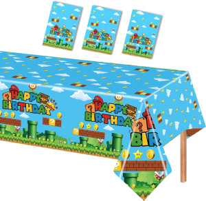 3PCS Video Game Theme Tablecloth, Super Brother Pl...