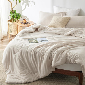 Bedsure King Size Comforter Set - Beige Soft Beddi...